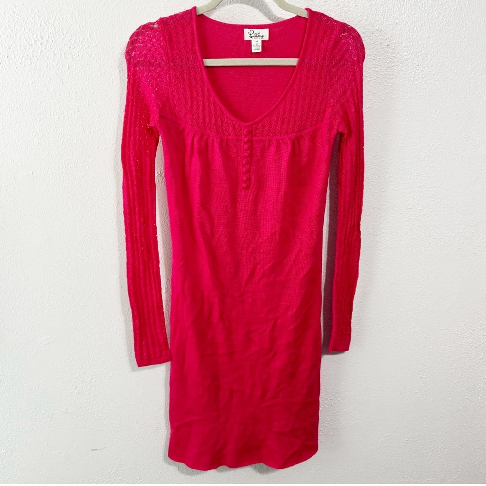 Lilly Pulitzer white label vintage merino wool bodycon pink dress xs